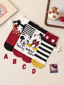 Disney 4/1 Pair Cute 3d Hand-Holding Socks And Children's Christmas Knee-High Socks, A Fashionable Children's High Sock Party, A High-Quality Gift. School Is Back In Session, Fun And Fashionable Little Fans, Family Party Christmas Gift Hand-Holding Socks - Multicolor - View 16
