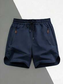 Quần short thể thao nam mùa hè thoáng khí, nhanh khô, dài đến đầu gối, cạp chun co giãn, có túi, quần thể thao thường ngày thích hợp cho bãi biển, hoạt động ngoài trời, hồ bơi và tập luyện. - Màu xanh hải quân - Xem 2
