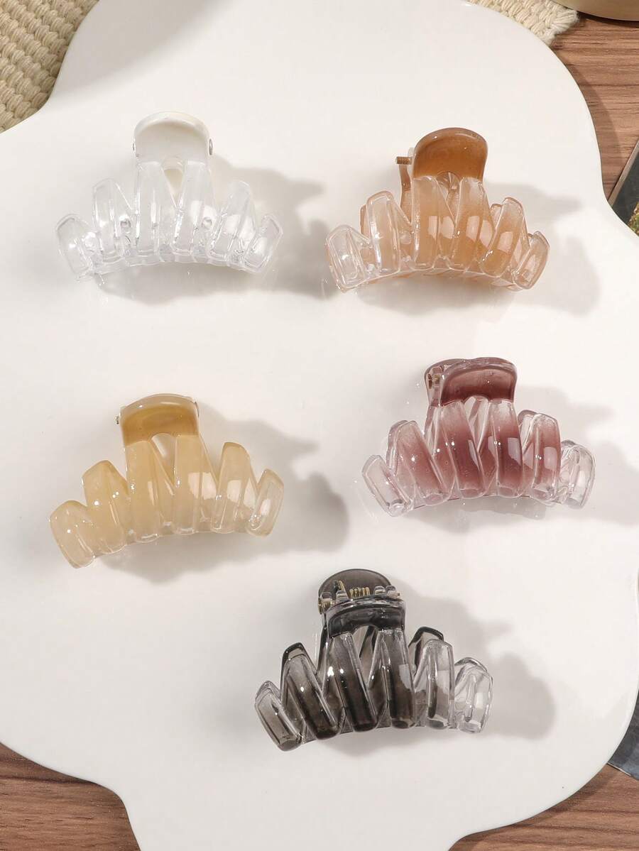 5个波西米亚渐变半透明波浪发夹,简约优雅小巧,打造海滩度假风发饰,适用于侧刘海、马尾辫、公主发型,夏季海滩抓夹,度假发夹,假日旅行 - 彩色 - 查看 1