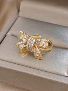 18K Gold Plated Anti-Fading Elegant Adjustable Ring Set, For Women Ladies, Gifts For Mom, For Daily Wear, Weddings, Gala, Suitable For Daily Life, Parties, Dates, Beach, Mother's Day Gift, Valentine's Day Gifts, Spring, Wedding Supplies, Summer Accessories - Multicolor - View 2