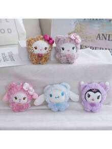 SANRIO Leopard Print Kitty Plush Doll Pendant, Dog Backpack Accessory Keychain, Birthday Gift & Souvenir - Multicolor - View 1