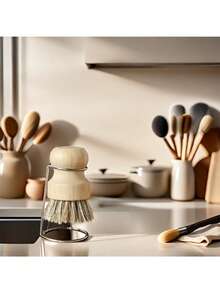 Bộ 2 cọ rửa nhà bếp bằng lông tự nhiên có chức năng thoát nước, được làm từ gỗ và xơ dừa, thích hợp để rửa chén bát và nồi niêu xoong chảo, thiết kế cổ điển. - A - Xem 7