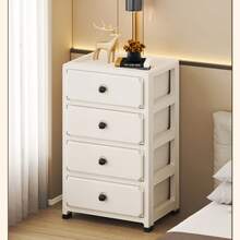 1pc Movable Storage Cabinet With Hidden Wheels, Cream-Colored Living Room Storage Cabinet, Household Storage Cabinet With Drawers For Living Room, Kitchen, Bedroom Nightstand - Multicolor - View 5