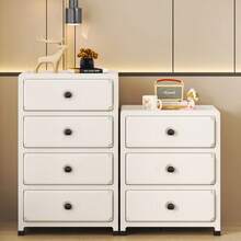 1pc Movable Storage Cabinet With Hidden Wheels, Cream-Colored Living Room Storage Cabinet, Household Storage Cabinet With Drawers For Living Room, Kitchen, Bedroom Nightstand - Multicolor - View 1