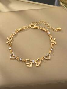 1pc Luxury Bow Heart-Shaped Bracelet, Suitable For Women To Wear To Parties And Outings - Butterfly - View 2