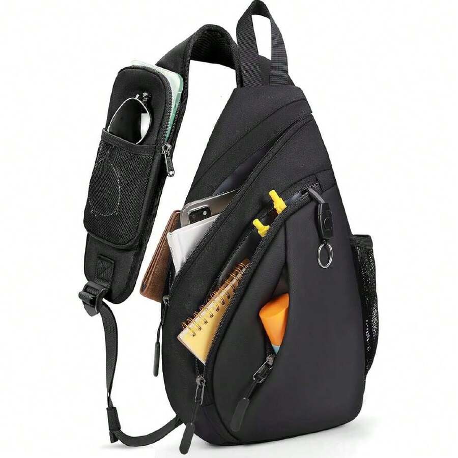 Mariconera Hombre Impermeable, Bolso Para Hombre Ligera, Bandolera Con Soporte para Teléfono Móvil, Mochila Cruzada Antirrobo para Senderismo, Caminar,Viajar,43446299 - Rojo y blanco - Ver 1
