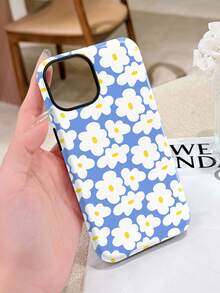 1pc Refreshing Floral Print Perforated Glossy 2-In-1 Film Case Full Coverage Hard Phone Shell Suitable For IPhone 11/12/13/14/15/16 Pro Max,International Version, Not The Domestic Version - Multicolor - View 2