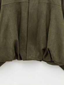 Chaqueta bomber versátil y casual de estilo gamuza para mujer, nueva para primavera y otoño de DEEKA - Verde militar 1 - Ver 8
