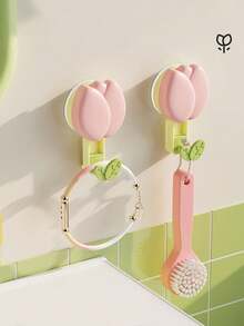 Móc treo đồ nhà tắm, Móc treo hút chân không, Móc treo hút chân không hình hoa tulip, Móc treo hút chân không không cần khoan cho vòi sen, Móc treo khăn tắm cho phòng tắm, Móc treo hút chân không gắn cửa sổ, cửa kính, tường phòng tắm, Màu hồng, xanh lá cây, đỏ (Không cần khoan) - Nhiều màu - Xem 4