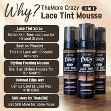 The MORE 3 In 1 Lace Tint Mousse, 6.76 Fl Oz, Medium Brown | Concealer For Lace Wigs, Hair Wigs, Toupees And Hair Pieces, Colored Edge Tamer - ColorC - 查看 2