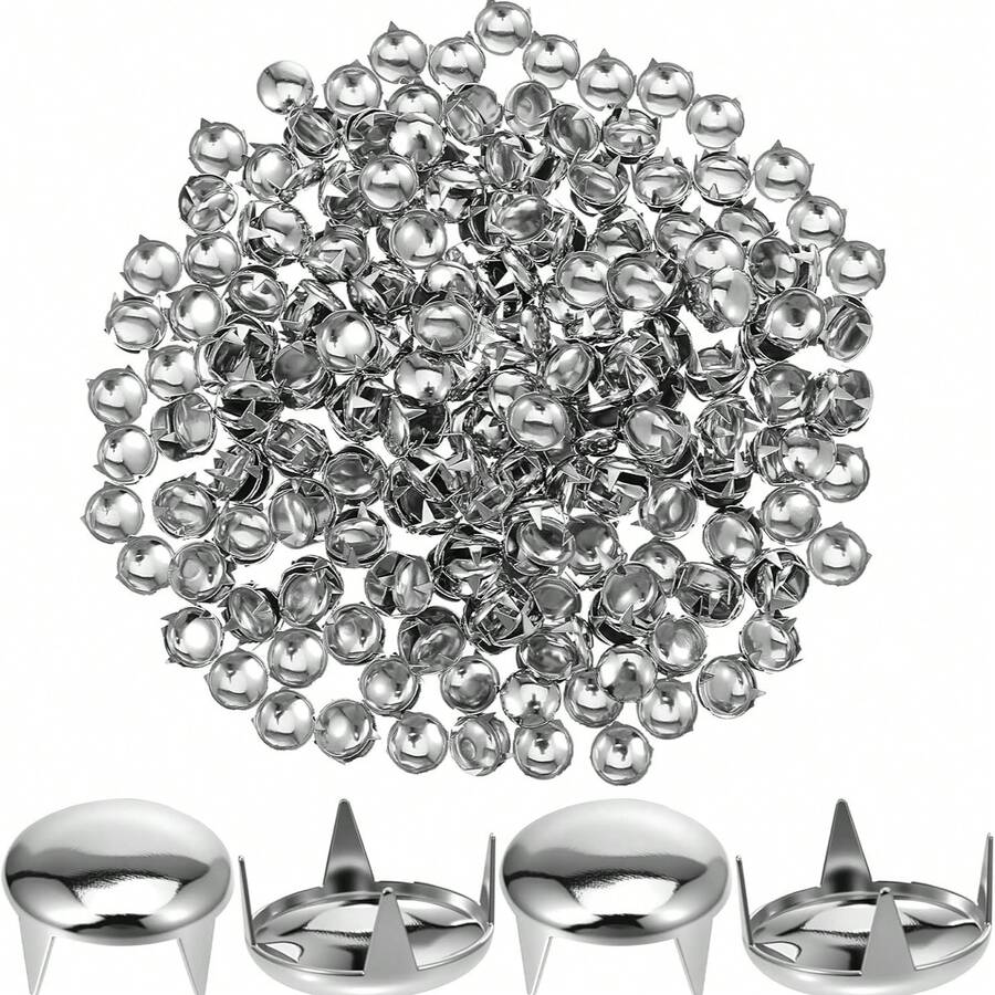 6/8/10/12mm 100/200/300/500pcs Silver Rivet And Cone Rivet, Clothing Crafts, Punk Rock Apparel Collar, Belt, Shoes, Bag Decoration - Round Nail - View 1