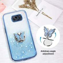 Funda para Samsung Galaxy S7 (no compatible con S7 Edge), funda para teléfono celular Galaxy S7 para mujeres y niñas, funda protectora de TPU con mariposa floral con soporte y correa para,43346802 - Rosa vieja - Ver 5