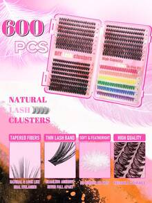 Queenice 600片彩色單束睫毛簇 D捲 9-16mm 30D-50D 混合 7色 萬聖節主題 DIY 睫毛接種套組 自然濃密纖長 超柔軟輕盈 可重複使用假睫毛 居家用 萬聖節 Cosplay 日常妝容 - 彩色 - 查看 4