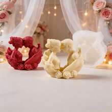 浪漫情侣硅胶模具 – 心形蜡烛/肥皂/树脂模具，适用于情人节、周年纪念日、婚礼礼物 – DIY 手工艺品制作，适用于软陶、石膏、环氧树脂等材料 – 1 个装 - 情侶 - 查看 7