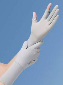 1 Pair Women's Sunscreen Gloves, Summer UPF50+ Breathable Driving Anti-Slip Wrist Length Thin Gloves For Cycling,Travel,Festival - Multicolor - View 9