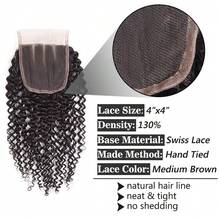 Transparent Lace Closure 4x4 Curl Human Hair Closure Only Pre Plucked Baby Hair Deep Wave Curly 16 Inch 4x4 Lace Front Closure - Natural Black - View 7