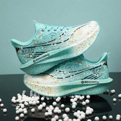 Women's Marathon Carbon Plate Technology Running Shoes, Lightweight Shock-Absorbing Marathon Sports Shoes, Carbon Fiber Fitness Running Shoes, Fashion Durable Sports Casual Running Shoes, Soft Sole Classic Gradient Color Luminous Sports Shoes, Comfortable Walking Shoes