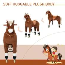 Kids Ride-On Walking Horse With Easy Rolling Wheels, Soft Huggable Body, Large Size For Kids 5-16 Years, Brown - Brown - View 7