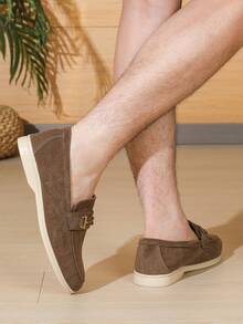 Herren Loafer mit runder Zehenkappe, Frühling/Sommer 2026 Neue vielseitige Herren Slip-On Schuhe, Business Formelle Arbeitsschuhe, Britischer Stil Loafer, flache Lässig atmungsaktive Soft-Sohle handgefertigte Herrenschuhe Größe 43-46 - Kaffeebraun - Übersicht 5