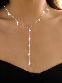 1 chiếc dây chuyền nữ hình chữ Y, bạc S925 đính đá Cubic Zirconia tổng hợp, hộp quà tặng tối giản thanh lịch, thích hợp cho Ngày Valentine, Ngày của Mẹ, đeo hàng ngày, làm quà tặng, đi nghỉ mát. - Bạc - Xem 6