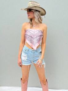 1条女士2026春夏时尚佩斯利印花70*70厘米方巾头巾，时尚简约，休闲百搭，适合日常佩戴，四季皆宜。 - 彩色 - 查看 5