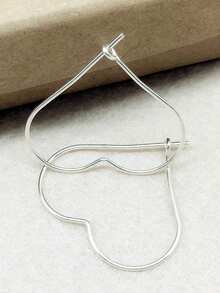 1件S925纯银极简心形耳环 - 甜美百搭的心形设计女士首饰 - 單隻耳環 - 查看 4