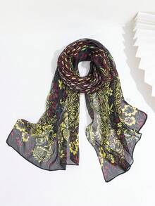 1件春季新款巴厘岛雪纺印花围巾，东南亚披肩 - 彩色 - 查看 6