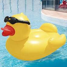 Flotteur gonflable géant en forme de canard jaune avec poignées, en matériau PVC durable. Chaise longue de camping et de plage, canapé de bord de mer, jouet d'eau d'été pour l'extérieur, décoration de fête, tapis de loisirs, amusement de natation pour adultes (pompe non incluse), flotteur de piscine, accessoires de plage, flotteur de piscine - Jaune citron - Voir 6