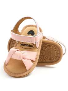Neugeborene Säuglings Mädchen Jungen Sommer Sandalen Outdoor-Leisure Strandschuhe mit Blumen Schleife rutschfeste Sohle Kleinkind Laufschuhe - Pink - Übersicht 9