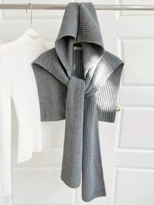 1件黑白条纹针织围巾披肩，百搭学院风肩部披肩，温暖秋冬配饰 - 彩色 - 查看 13