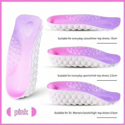 1 đôi lót giày tăng chiều cao vô hình unisex, hỗ trợ thể thao và hoạt động ngoài trời, lót giày đàn hồi cao, giảm sốc, mang lại sự thoải mái tối đa.