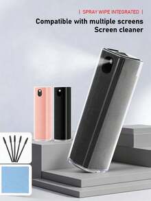 多功能清洁套装（喷雾瓶+5个清洁螺旋刷+无尘布），适用于手机、平板电脑、电脑屏幕的清洁剂，键盘、耳机除尘工具 - 查看 1