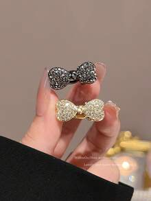 4个/2个奢华水钻蝴蝶结发夹，多功能优雅刘海夹，小巧设计 - 彩色 - 查看 4