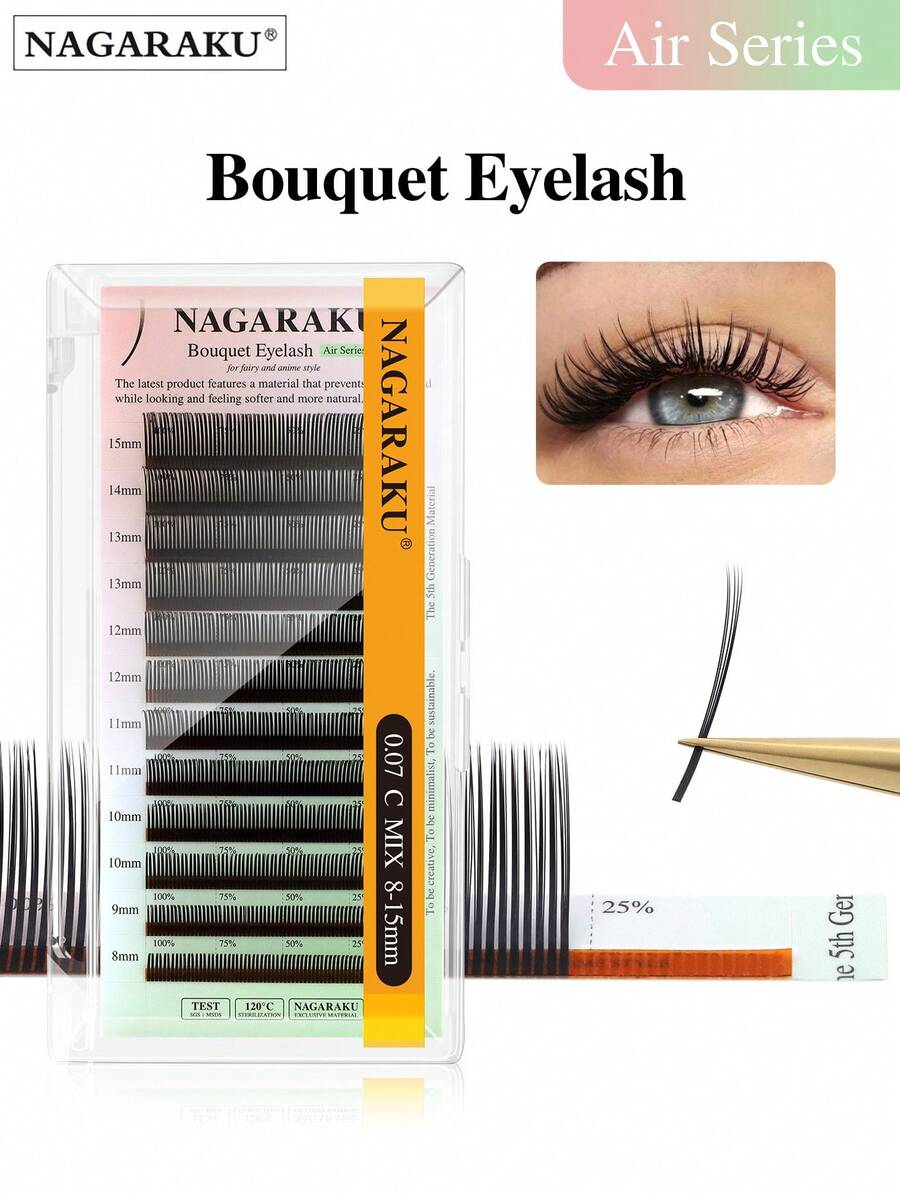 12 sợi 0.07 C D NAGARAKU 5D Bouquet Eyelashes Extension Abonnie 5D Flower Lashes Spikes Eyelash Extensions Fluffy Volume Fans Wispy Clusters Lash Makeup - Xem 1