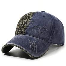 1pc New Retro American Leopard Print Letter Embroidery Baseball Cap, Street Fashion Stylish Petite Women Cap - A - View 9