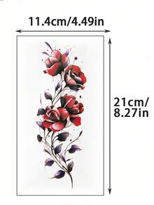 1pc Fashionable Cool Temporary Tattoo Sticker, Couple Tattoo, Black Fake Tattoo, One-Time Use Tattoo, Rose & Flower Design, Waterproof & Non-Reflective, Easy To Apply & Remove, Highly Realistic, Suitable For Men & Women On Leg, Foot, Chest, Thigh, Arm, Waist, Abdomen, Music Festival Party Supplies - Black - View 4