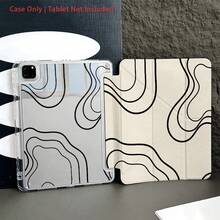 1件装抽象线条艺术保护套平板电脑保护套，带笔槽、多角度支架，兼容iPad 10.9/10.2/Air 第五代/Pro 11/10代/9.7/Air 2/7/8代/Air 4/5/Air 13/11(M3 2025)/11(A16 2025) - 彩色 - 查看 8