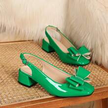 XCM Fall/Winter Women's Solid Color Pointed Closed-Toe Thick Heels, Elegant And Suitable For Daily Commuting, Outdoor, Family Gatherings, Festivals, Formal Occasions, Suitable For Spring And Summer Wear, Work Shoes, Elegant, Women's Thick Heels - 綠色 - 查看 4