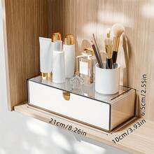 1pc Drawer-Style Cosmetic Storage Box, Stackable Cosmetic Storage Box, Bathroom Mirror Cabinet And Drawer Organizer Container, Home Storage And Home Organization, Bedroom, Vanity - 1pc - View 13