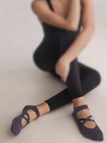 Women's Pilates Yoga Sports Non-Slip Socks, Silicone Strap Grip Ballet Dance Fitness Socks - Multicolor - View 5