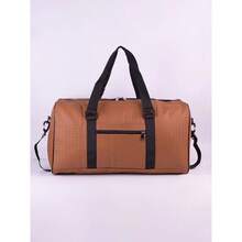 Mala de Mão Viagem Couro Sintético Textura Trançada (Tressê) Bordo Padrão ANAC 55cm - Castanho - Visão 1