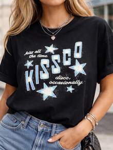 Show Harry Style Brazil 2026 T-Shirt Kissco Disco Globo Tour Streetwear  Oversized Blouse Kiss All The Time Show Hs Black Band Music Festival Show - 黑色 - 查看 3