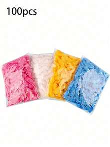 100pcs Disposable Transparent Hair Dyeing Cap, Extra Large & Thick, 9.45inch - Multicolor - View 1