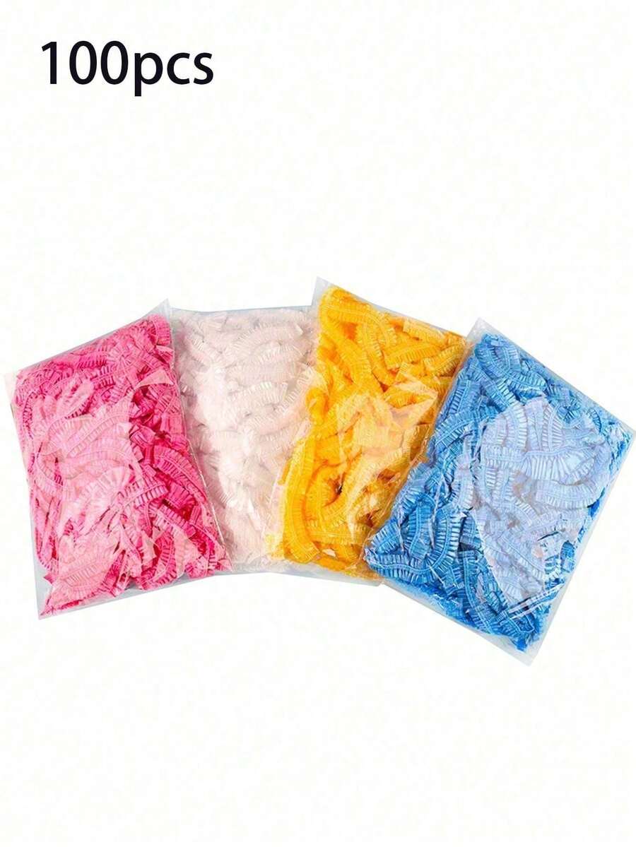 100pcs Disposable Transparent Hair Dyeing Cap, Extra Large & Thick, 9.45inch - Multicolor - View 1