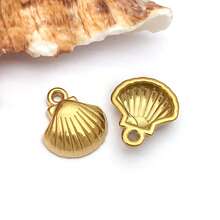 2 piezas Colgantes de metal de animales marinos de acero inoxidable dorado, con diseños de estrella de mar y delfín, para hacer joyería de verano y playa - Dorado - Ver 10