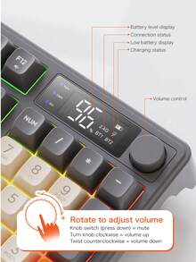 M96 无线蓝牙双模机械键盘，带 PBT 键帽、显示屏和旋钮，游戏键盘 - 查看 10