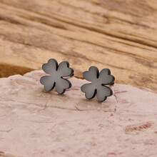 1对时尚幸运花耳环，可爱花朵耳环，女士耳环，新款金色不锈钢耳环，适合派对和婚礼作为珠宝礼物 - GED812 - 查看 11