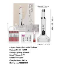 升级版无线电动美甲钻，配备12个钻头，便携式电动修甲美足工具，电动指甲抛光器，500mAh - 彩色 - 查看 12