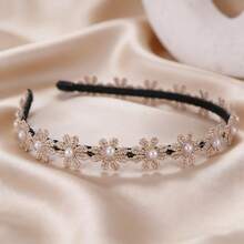 1pc Pearl Woven Headband, Luxury Versatile, Essential For Wedding Dress, Travel, Holiday Gift - Khaki - View 6