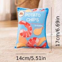 薯片造型毛绒狗狗玩具，带发声器 – 互动式洁牙宠物玩具 - 彩色 - 查看 4